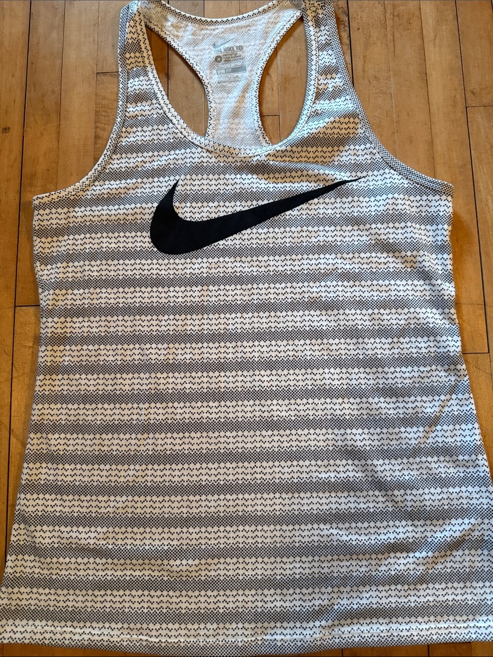 Nike White & Black Striped Racerback Tank Top